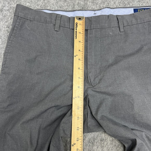 Polo Ralph Lauren Pants Mens 34x32 Gray Straight Fit Stretch Chino Casual Office - Picture 15 of 16